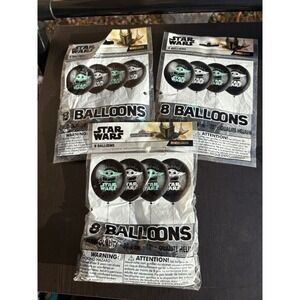 3 Star Wars Mandalorian The Child Baby Yoda Latex Balloons Party Birthday 8 Ct